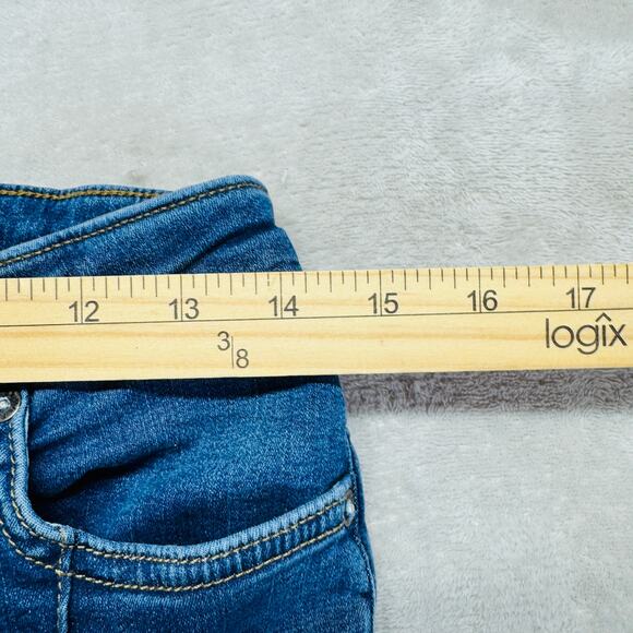 Free People Jeans Women 29R Med Wash Blue Denim Pintuck Step Hem Mid Rise Skinny - Picture 11 of 13